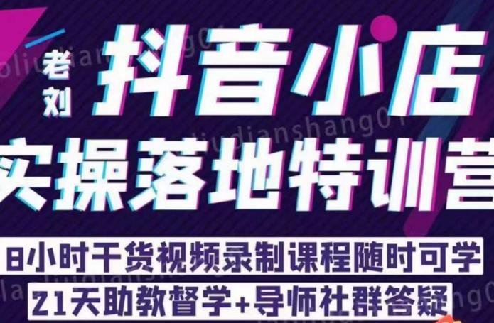 老刘·抖店商品卡流量，​抖音小店实操落地特训营，8小时干货视频录制课程随时可学-阳知网创资源库