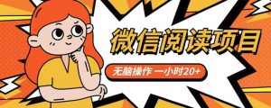 微信阅读项目，无脑操作，一小时20+【揭秘】-阳知网创资源库