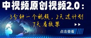中视频原创视频2.0:3分钟一个视频,2天过计划,7天看效果【揭秘】-阳知网创资源库