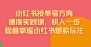 接单号方向·小红书微操实践课,快人一步,提前掌握小红书爆款玩法-阳知网创资源库