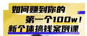 群响新个体钱搞案例库,可直以接抄作业的新体个搞钱案例库,如何赚到你的第一个100w-阳知网创资源库