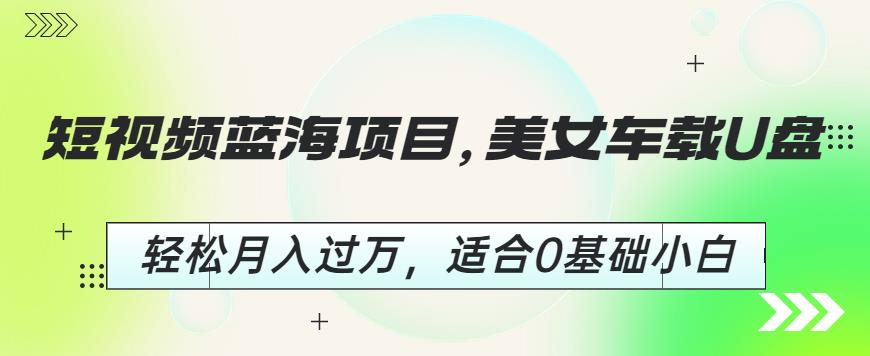 短视频蓝海项目,美女车载U盘,轻松月入过万,适合0基础小白【揭秘】-阳知网创资源库