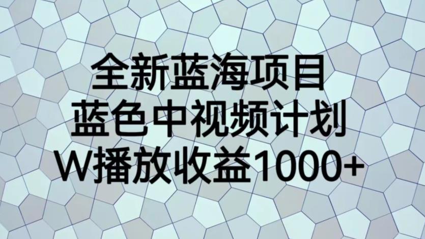 全新蓝海项目，蓝色中视频计划，1W播放量1000+【揭秘】-阳知网创资源库