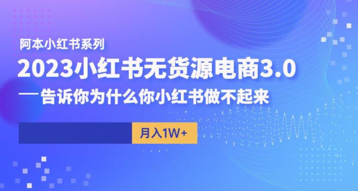 阿本小红书无货源电商3.0，告诉你为什么你小红书做不起来-阳知网创资源库