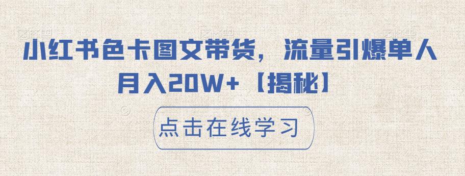 小红书色卡图文带货,流量引爆单人月入20W+【揭秘】-阳知网创资源库