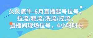久久疯牛-6月直播起号拉号，拉流/稳流/洗流/控流，​直播间现场拉号，4小时时长-阳知网创资源库