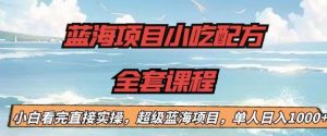 蓝海项目小吃配方全套课程,小白看完直接实操,单人日入1000+【揭秘】-阳知网创资源库
