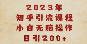 2023知乎引流课程,小白无脑操作日引200+【揭秘】-阳知网创资源库