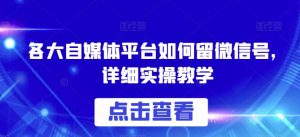各大自媒体平台如何留微信号,详细实操教学【揭秘】-阳知网创资源库