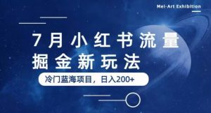 7月小红书流量掘金最新玩法,冷门蓝海小项目,日入200+【揭秘】-阳知网创资源库