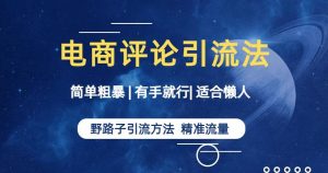 简单粗暴野路子引流-电商平台评论引流大法,适合懒人有手就行【揭秘】-阳知网创资源库