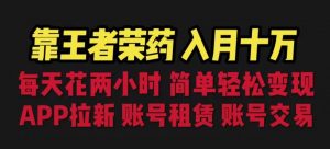 靠王者荣耀,月入十万,每天花两小时。多种变现,拉新、账号租赁,账号交易【揭秘】-阳知网创资源库