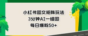 小红书图文矩阵玩法，3分钟AI一组图，每日爆粉50+【揭秘】-阳知网创资源库