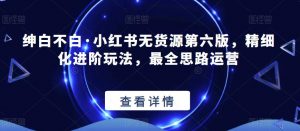 绅白不白·小红书无货源第六版,精细化进阶玩法,最全思路运营-阳知网创资源库