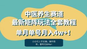 暴利赛道中医养生赛道最新矩阵玩法，单月单号月入4w+！【揭秘】-阳知网创资源库