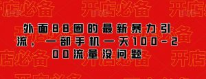 外面88圈的最新抖音暴力引流,一部手机一天100-200流量没问题-阳知网创资源库