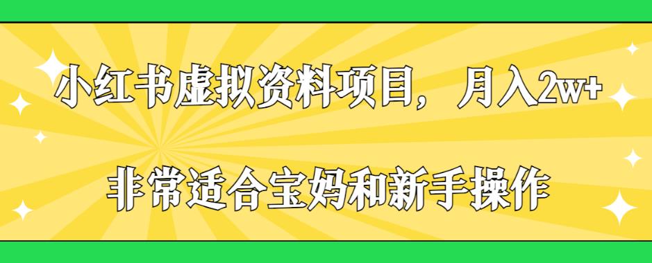 小红书虚拟资料项目,月入2w+,非常适合宝妈和新手操作【揭秘】-阳知网创资源库