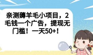 亲测薅羊毛小项目,2毛钱一个广告,提现无门槛!一天50+【揭秘】-阳知网创资源库