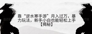 靠“逆水寒手游”月入过万，暴力玩法，新手小白也能轻松上手【揭秘】-阳知网创资源库