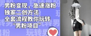 男粉变现,急速涨粉独家二创方法,全套流程教你玩转“男粉项目”【揭秘】-阳知网创资源库