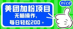 外面卖980的美团加粉项目,无脑操作,每日轻松200+【揭秘】-阳知网创资源库