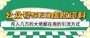 公众号SEO虚拟资料,操作简单,日入500+,可批量操作【揭秘】-阳知网创资源库