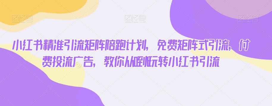 小红书精准引流矩阵陪跑计划,免费矩阵式引流,付费投流广告,教你从0到1玩转小红书引流-阳知网创资源库