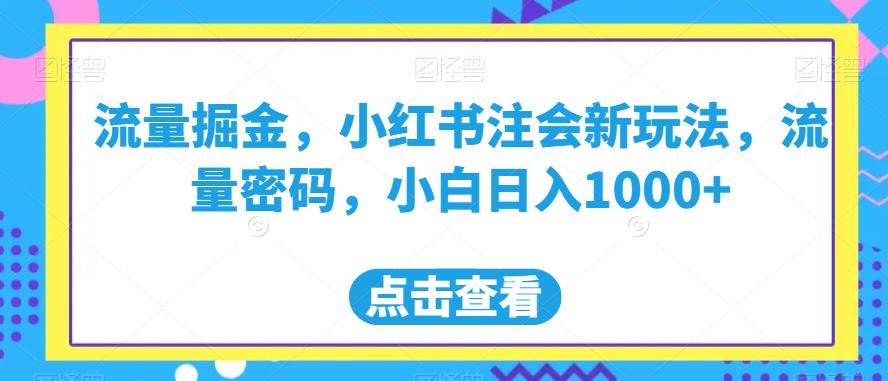 流量掘金,小红书注会新玩法,流量密码,小白日入1000+【揭秘】-阳知网创资源库