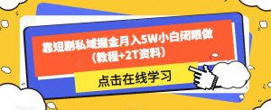 靠短剧私域掘金月入5W小白闭眼做(教程+2T资料)-阳知网创资源库
