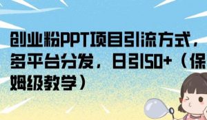 创业粉PPT项目引流方式,多平台分发,日引50+(保姆级教学)【揭秘】-阳知网创资源库
