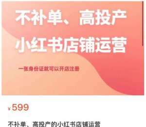 不补单、高投产的小红书店铺运营，一张身份证就可以开店注册-阳知网创资源库