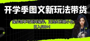 开学季图文新玩法带货，操作简单可矩阵操作，正当红利期小白日入500+！【揭秘】-阳知网创资源库
