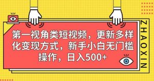 第一视角类短视频,更新多样化变现方式,新手小白无门槛操作,日入500+【揭秘】-阳知网创资源库