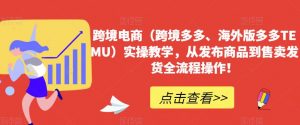 跨境电商（跨境多多、海外版多多TEMU）实操教学，从发布商品到售卖发货全流程操作！-阳知网创资源库