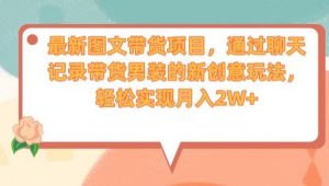 最新图文带货项目,通过聊天记录带货男装的新创意玩法,轻松实现月入2W+【揭秘】-阳知网创资源库