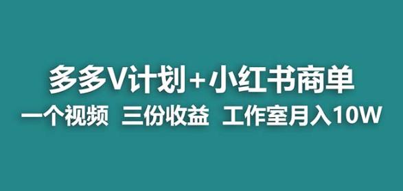 【蓝海项目】多多v计划+小红书商单一个视频三份收益工作室月入10w-阳知网创资源库