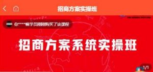 【一度招商】招商方案系统实操班 价值1980元-阳知网创资源库