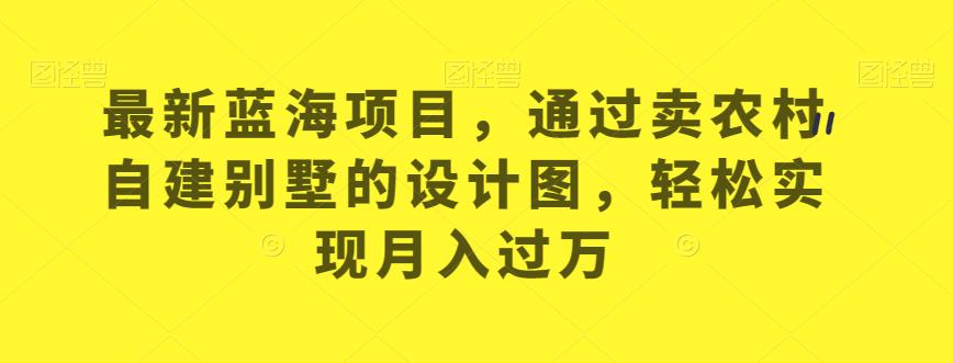 最新蓝海项目,通过卖农村自建别墅的设计图,轻松实现月入过万【揭秘】-阳知网创资源库