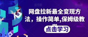 网盘拉新最全变现方法，操作简单,保姆级教学【揭秘】-阳知网创资源库
