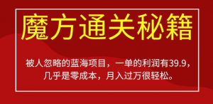 被人忽略的蓝海项目，魔方通关秘籍，一单的利润有39.9，几乎是零成本，月入过万很轻松【揭秘】-阳知网创资源库