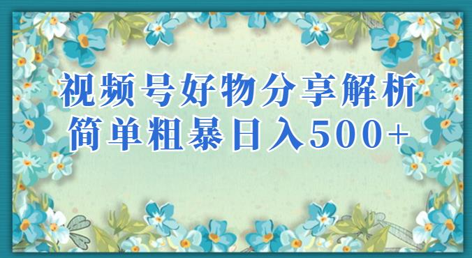 视频号好物分享解析,简单粗暴可以批量方大的项目【揭秘】-阳知网创资源库