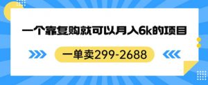 一单卖299-2688，一个靠复购就可以月入6k的暴利项目【揭秘】-阳知网创资源库