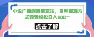 小说广播剧最新玩法,多种变现方式轻轻松松日入500+【揭秘】-阳知网创资源库