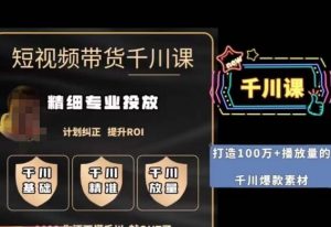 短视频带货-千川专业投放课,精细化专业投放,计划纠正,提升ROI-阳知网创资源库