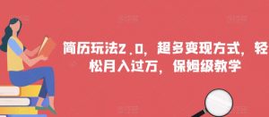 简历玩法2.0,超多变现方式,轻松月入过万,保姆级教学【揭秘】-阳知网创资源库