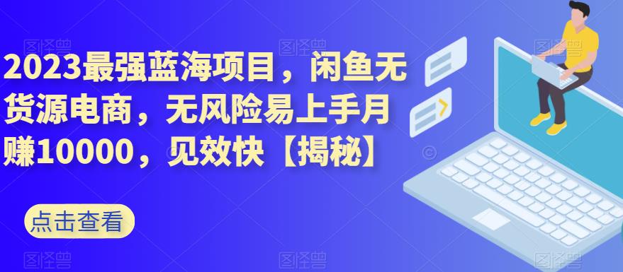 2023最强蓝海项目,闲鱼无货源电商,无风险易上手月赚10000,见效快【揭秘】-阳知网创资源库