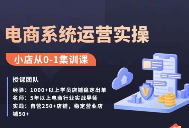 抖店精细化运营全案课,抖音小店从0-1集训营,电商系统运营实操课-阳知网创资源库