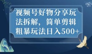 视频号好物分享玩法拆解,简单剪辑粗暴玩法日入500+【揭秘】-阳知网创资源库