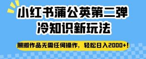 小红书蒲公英第二弹冷知识新玩法,照搬作品无需任何操作,轻松日入2000+【揭秘】-阳知网创资源库