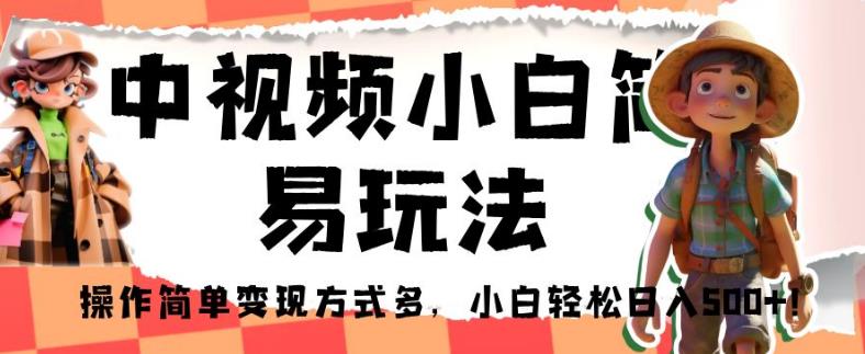 中视频小白简易玩法，操作简单变现方式多，小白轻松日入500+！【揭秘】-阳知网创资源库